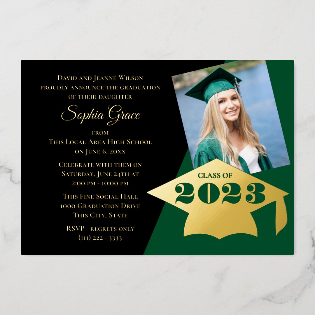 Class of 2023 Graduation Cap Foil Invitation Zazzle