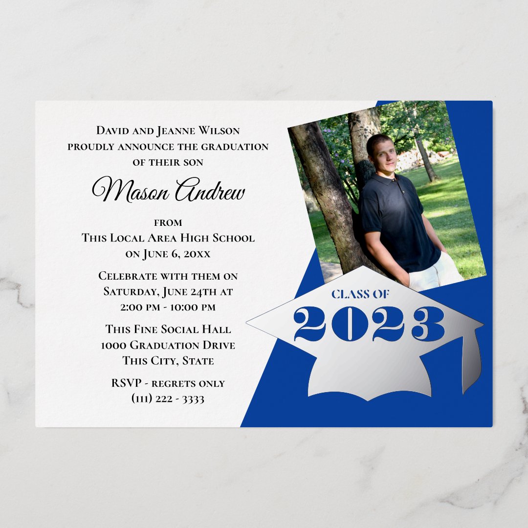 Class Of 2023 Graduation Cap Foil Invitation Zazzle 6655