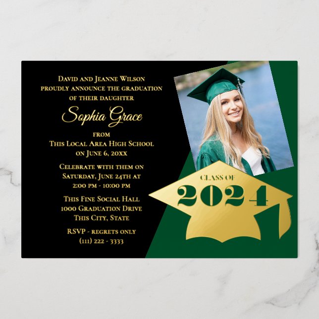 Class of 2023 Graduation Cap Foil Invitation (Front)