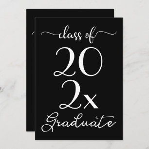 Class Of 2023 Graduation Chic Black & White Script Invitation