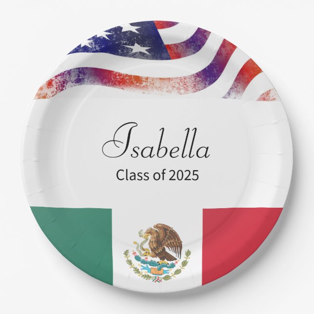  Class of 2023 Graduation Mexican American Paper Plate (Front)