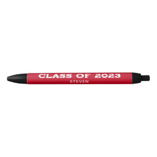 Class of 2023 Graduation Red Custom Name Black Ink Pen