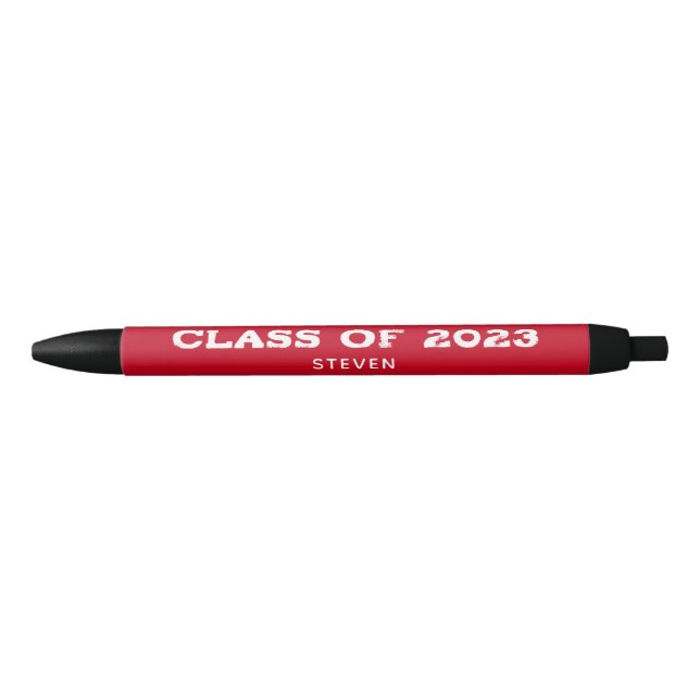 Class of 2023 Graduation Red Custom Name Black Ink Pen (Front)