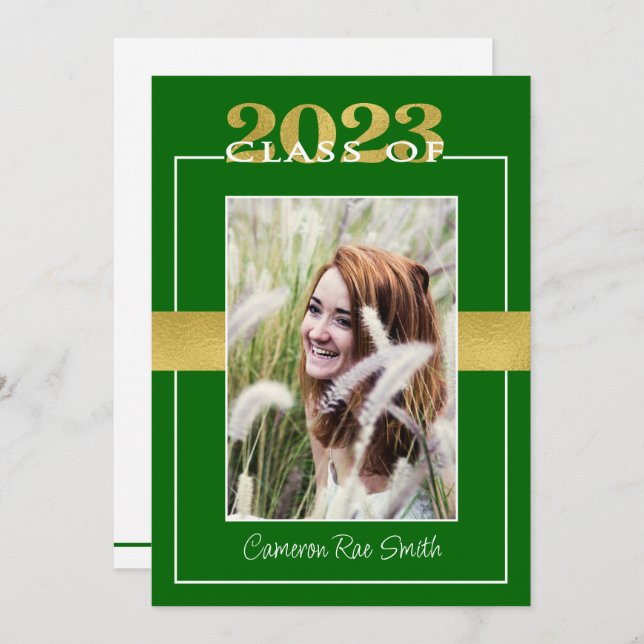Class of 2023 Green & Gold Graduation Party Invitation (Front/Back)