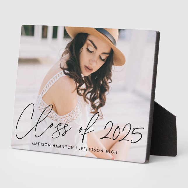 Class of 2023 Modern Black Script Graduation Photo Plaque (Side)