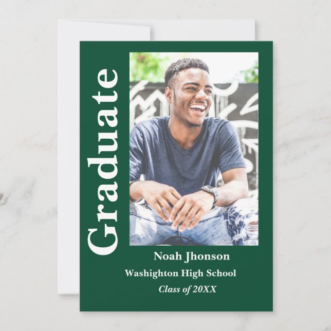 Class of 2023 Modern Boy emerald green  graduation Invitation (Front)