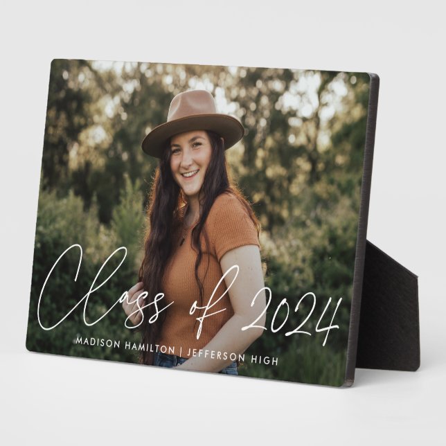 Class of 2023 Modern Script Graduation Photo Plaque (Side)