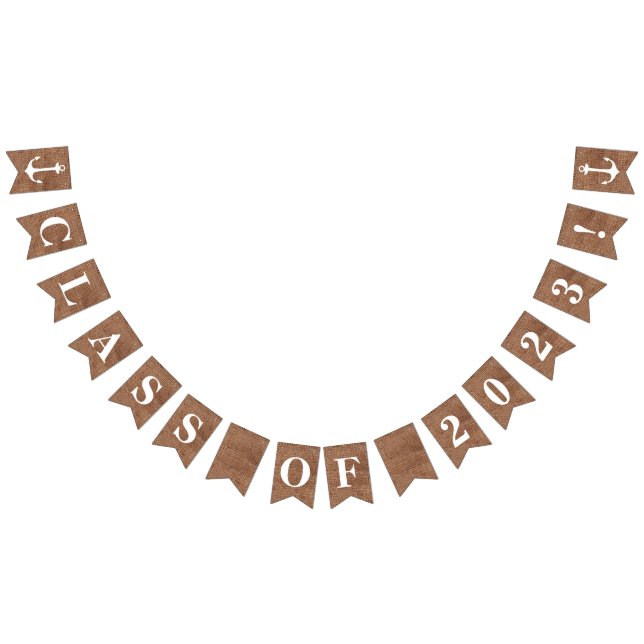 CLASS OF 2023 on Simulated Burlap with Anchors Bunting (All)