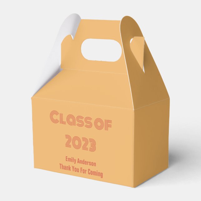 Class of 2023 Orange and Red-Orange Graduation Favour Box (Back Side)