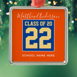 Class of 2023 Orange Blue and Gold Graduation Metal Tree Decoration