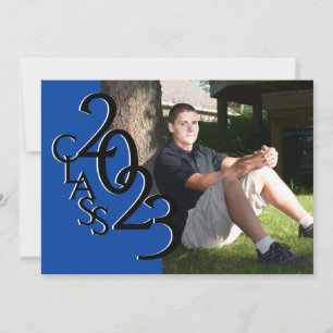 Class of 2023 Photo Graduation Blue and Black Invitation