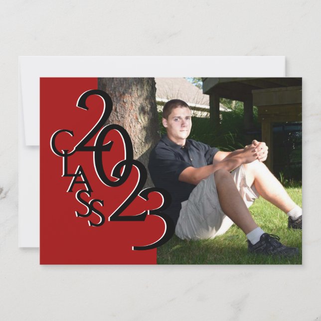 Class of 2023 Photo Graduation Red and Black Invitation (Front)