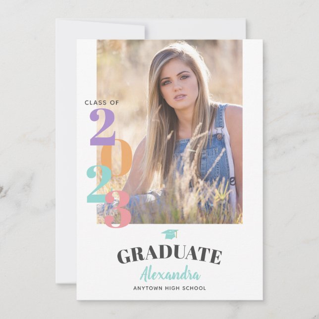 Class of 2023 Photo Pastel Teal Graduation Party Invitation (Front)