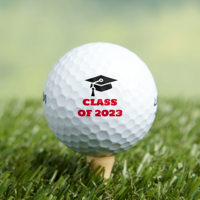 Class of 2023 Red Text Graduation College Golf Balls (Insitu Tee)