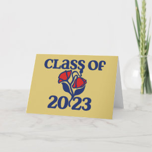 Class of 2023 retro red rose designs graduation    card