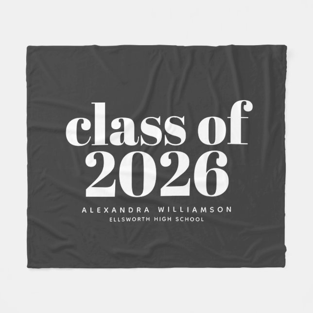 Class of 2023 Retro Typography Black Personalised  Fleece Blanket (Front (Horizontal))