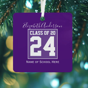 Class of 2023 Royal Purple Graduation Photo Metal Tree Decoration