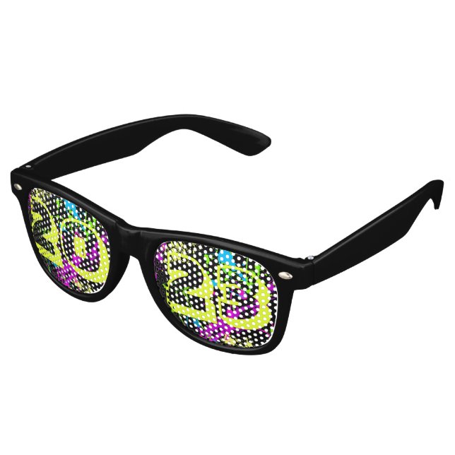 Class of 2023 Seniors Neon Paint Splash Graduation Retro Sunglasses (Angled)