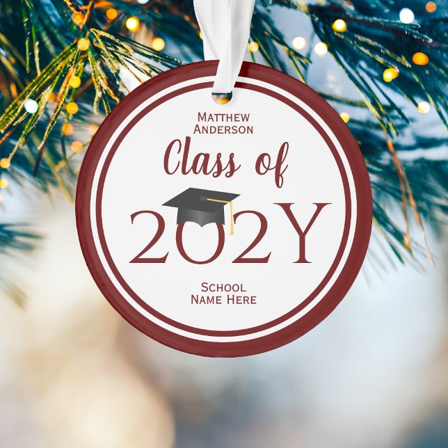 Class of 2023 Simple Elegant Burgundy Graduation Ornament (Creator Uploaded)