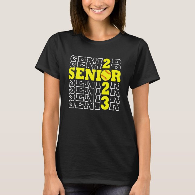Class Of 2023 Softball Senior Seniors Back To Scho T-Shirt (Front)