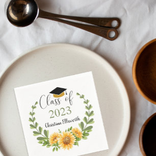 Class of 2023 Sunflower Wreath Grad Party Napkin