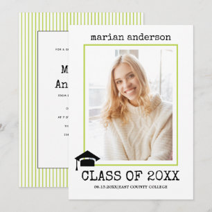 Class of 2023 typewrite green graduation photo invitation