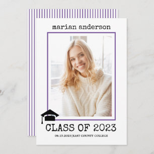 Class of 2023 typewriter purple graduation photo invitation