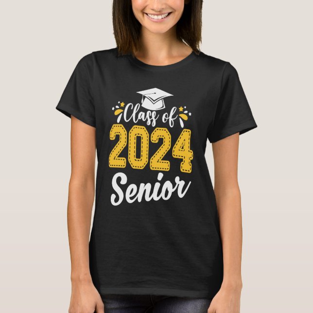 Class Of 2024 24 Senior Graduate Funny Graduation  T-Shirt (Front)