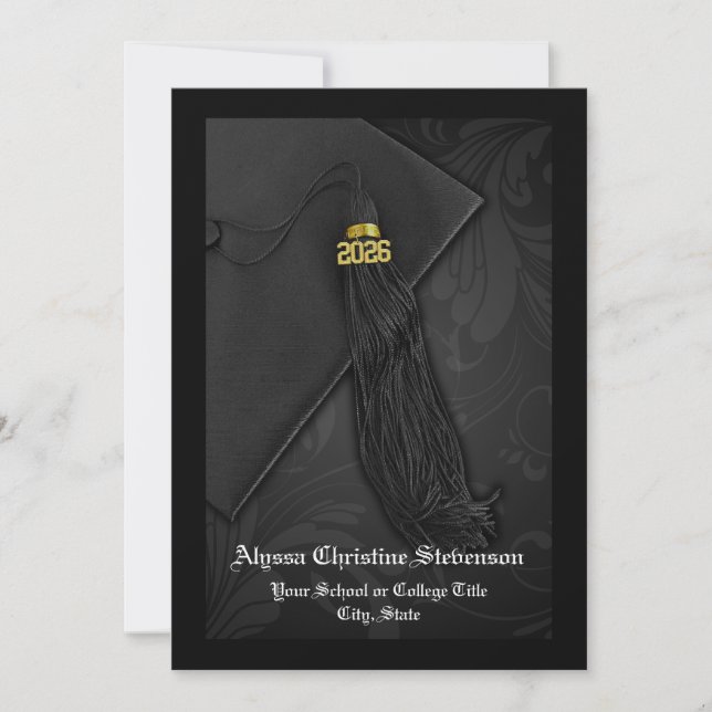 Class of 2024 Black Tassel Dignified Graduation Invitation (Front)