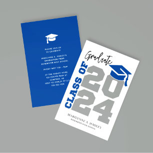 Class of 2024 Blue and Grey Graduation Invitation