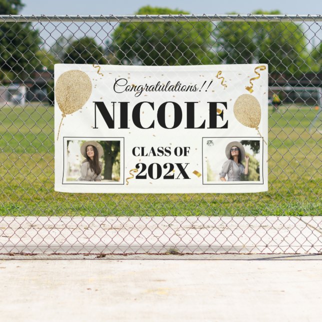 Class Of 2024 Bold Font Balloon Photo Graduation Banner (Insitu)