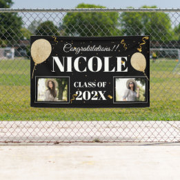 Class Of 2024 Bold Font Balloon Photo Graduation Banner