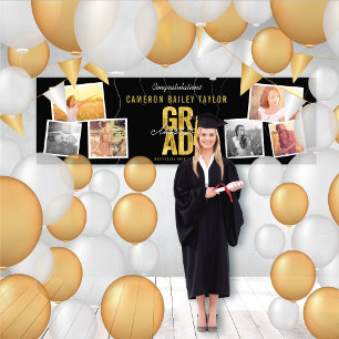 Class Of 2024 Bold GRAD 6 Photo Graduation Party Banner