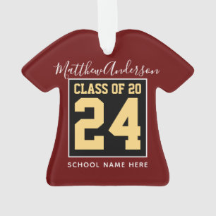 Class of 2024 Burgundy Black and Gold Graduation Ornament
