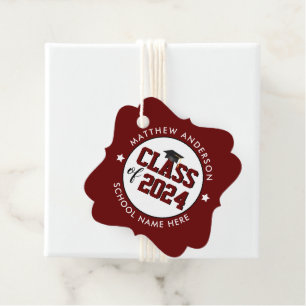 Class of 2024 Classic Burgundy Graduation Party Favour Tags