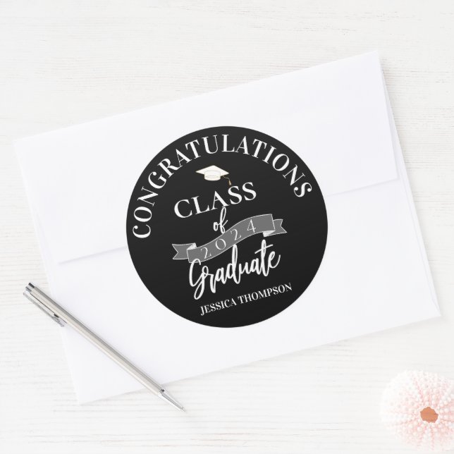 Class of 2024 Congrats Graduate Graduation Classic Round Sticker (Envelope)