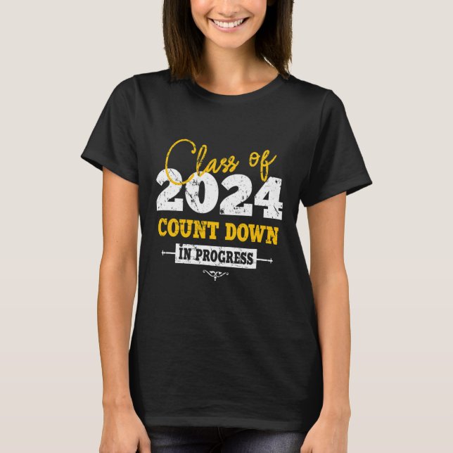 Class Of 2024 Count Down Fun Grad 2022 First Day J T-Shirt (Front)