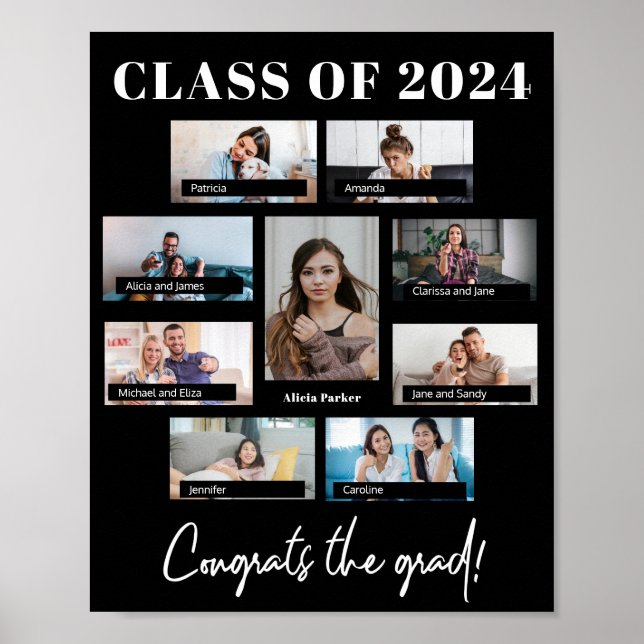 Class of 2024 custom 8 photo collage graduation  poster (Front)