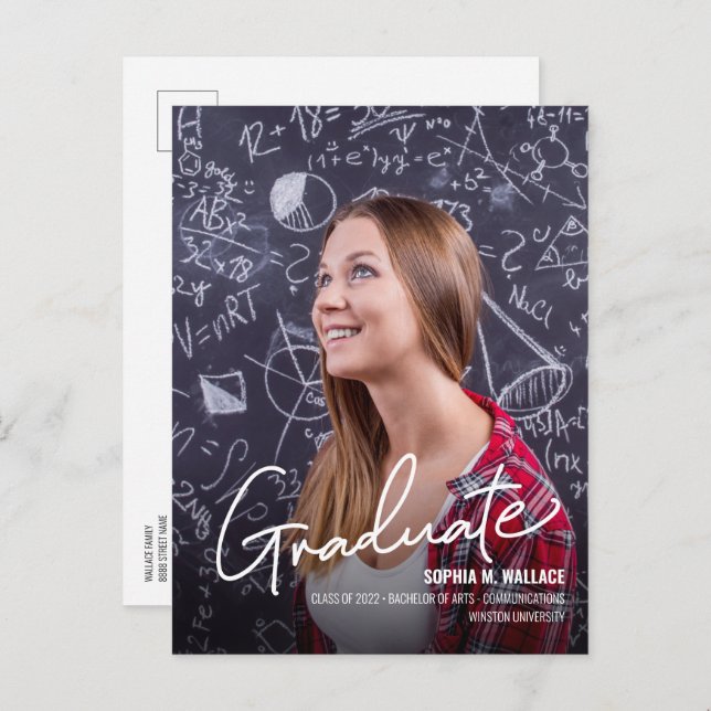 Class of 2024 Custom University Graduate Photo  Announcement Postcard (Front/Back)
