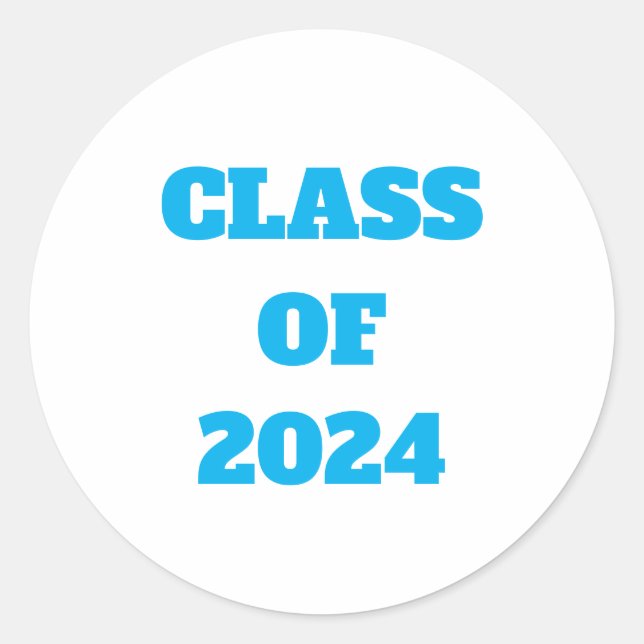 Class Of 2024 Custom Year Boys Girls Blue Colour Classic Round Sticker (Front)