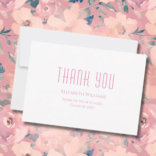 Class of 2024 Cute Pink Typography Graduation   Thank You Card