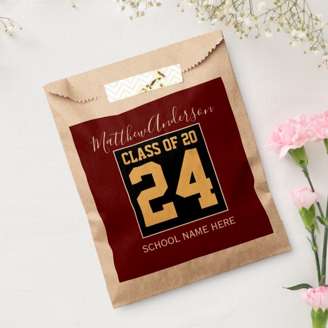 Class of 2024 Elegant Burgundy Graduation Party Favour Bags (Sealed)