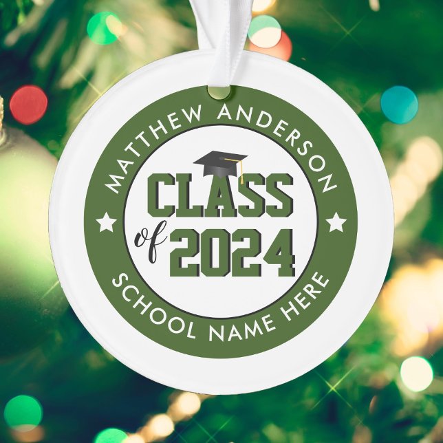 Class of 2024 Forest Green Graduate Graduation Ornament (Creator Uploaded)