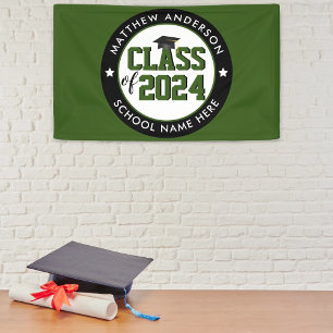 Class of 2024 Forest Green Graduation Party Banner