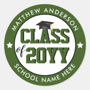 Class of 2024 Forest Green Graduation Party Classic Round Sticker