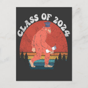 Class Of 2024 Funny Graduation Bigfoot Retro Gift Announcement Postcard