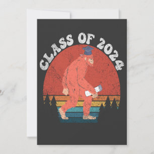 Class Of 2024 Funny Graduation Bigfoot Retro Gift Invitation