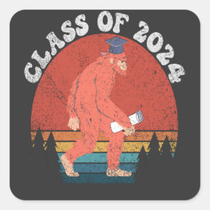 Class Of 2024 Funny Graduation Bigfoot Retro Gift  Square Sticker