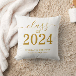 Class of 2024 Gold Script Graduation Cushion