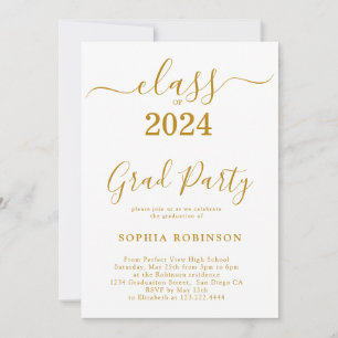 Class of 2024 Gold Script Graduation Party Invitation